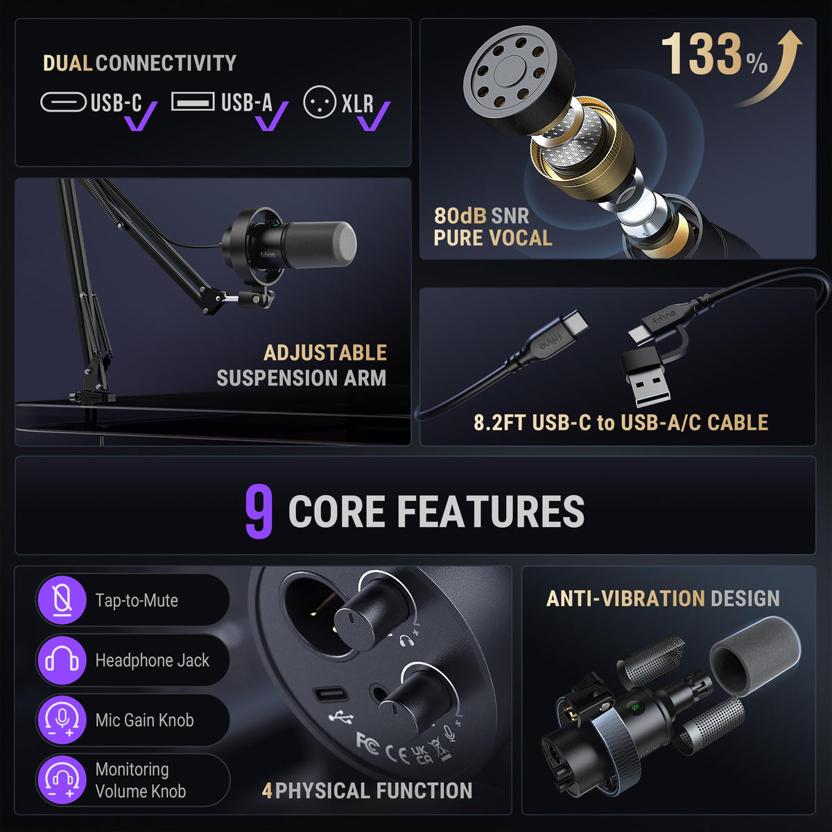 USB/XLR Dynamic Vocal Microphone Kit H9272