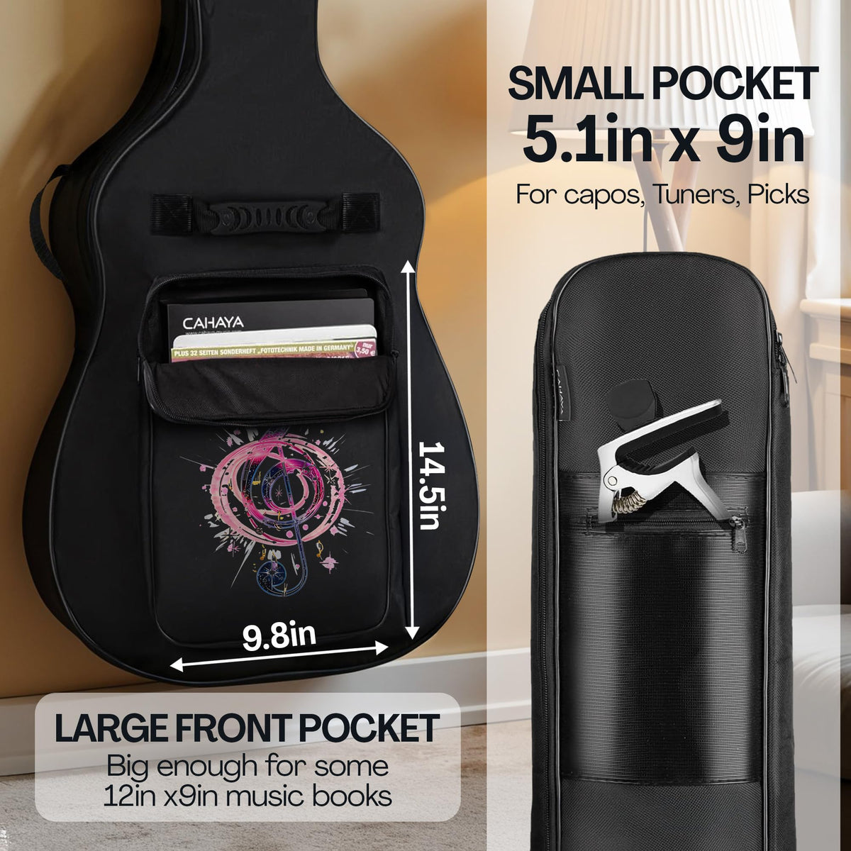 Soft Water Resistant Padded Guitar Gig Bag with Shoulder Straps and Pockets L29432