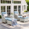 5 Piece Outdoor Swivel Rocker Chairs with Ottomans L96057