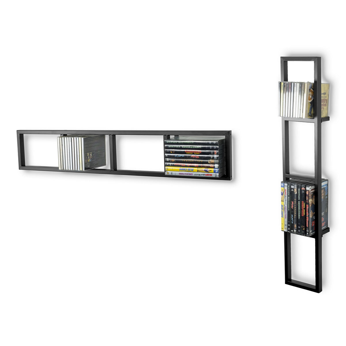 34 Inch Media Storage Rack Organizer Metal Floating Shelf Set of 2 Black C62210