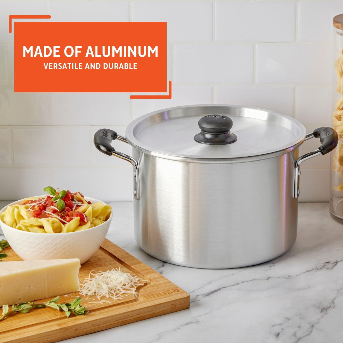 Silver 8 Quart Aluminum Stock Pot with Lid V90601