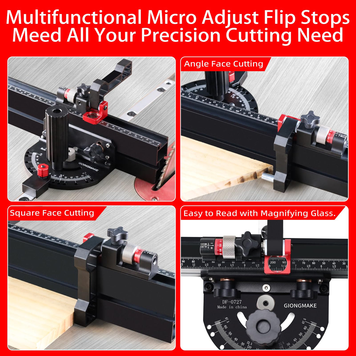 Table Saw Miter Gauge with Extendable Fence and Flip Stop E63123