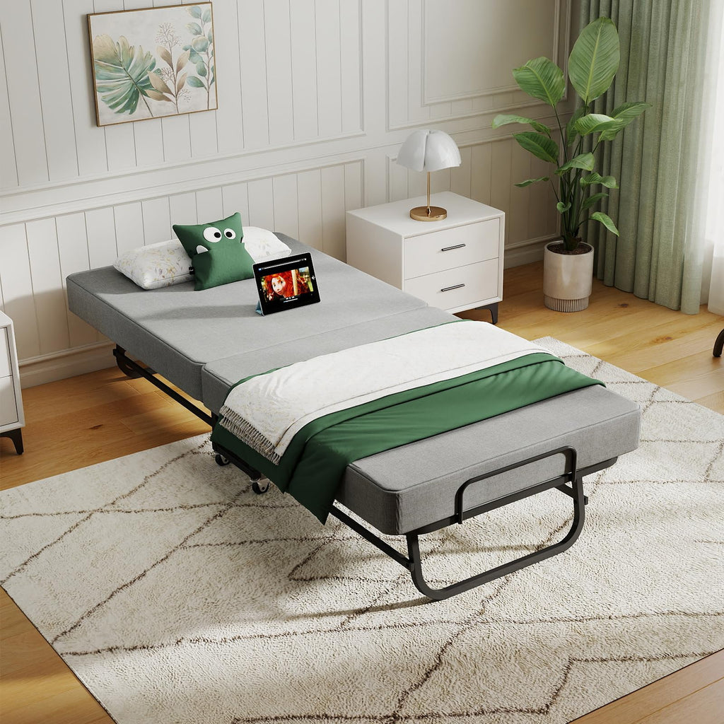 Folding Bed with Mattress and Metal Frame Z551076