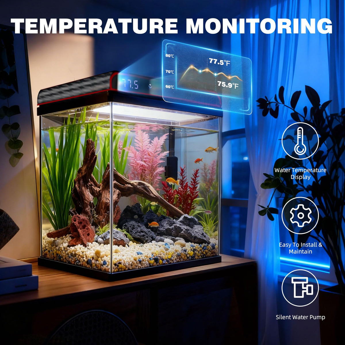 10 Gallon Glass Fish Tank Aquarium Starter Kit V4332