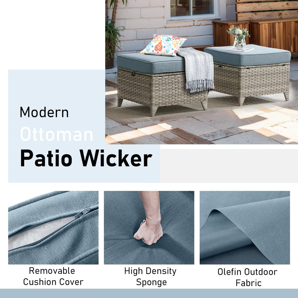 5 Piece Outdoor Swivel Rocker Chairs with Ottomans L96057