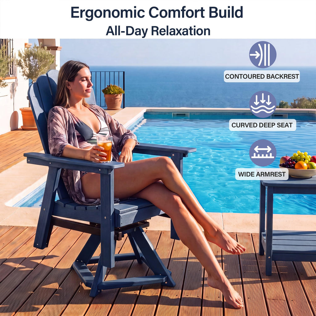 HDPE Swivel Adirondack Chair Set of 2 Navy Blue I38403