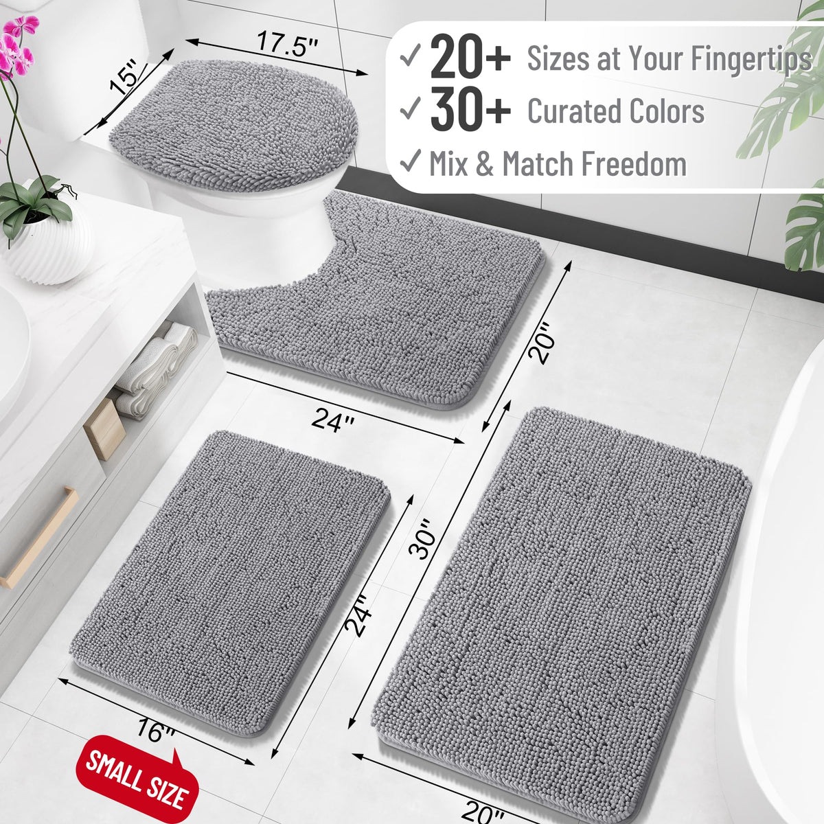 Extra Soft Absorbent Chenille Bath Rugs 30x20 R4314
