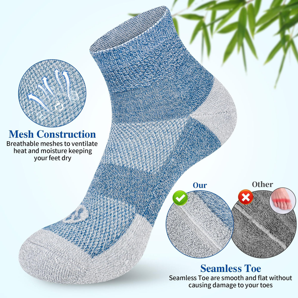 6 Pairs Ankle & 6 Pairs Low Cut Diabetic Socks Size 9-12/10-13/13-15 M6647