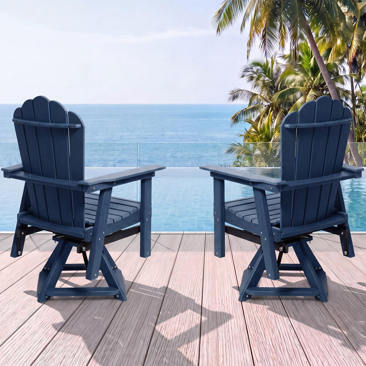 HDPE Swivel Adirondack Chair Set of 2 Navy Blue I38403