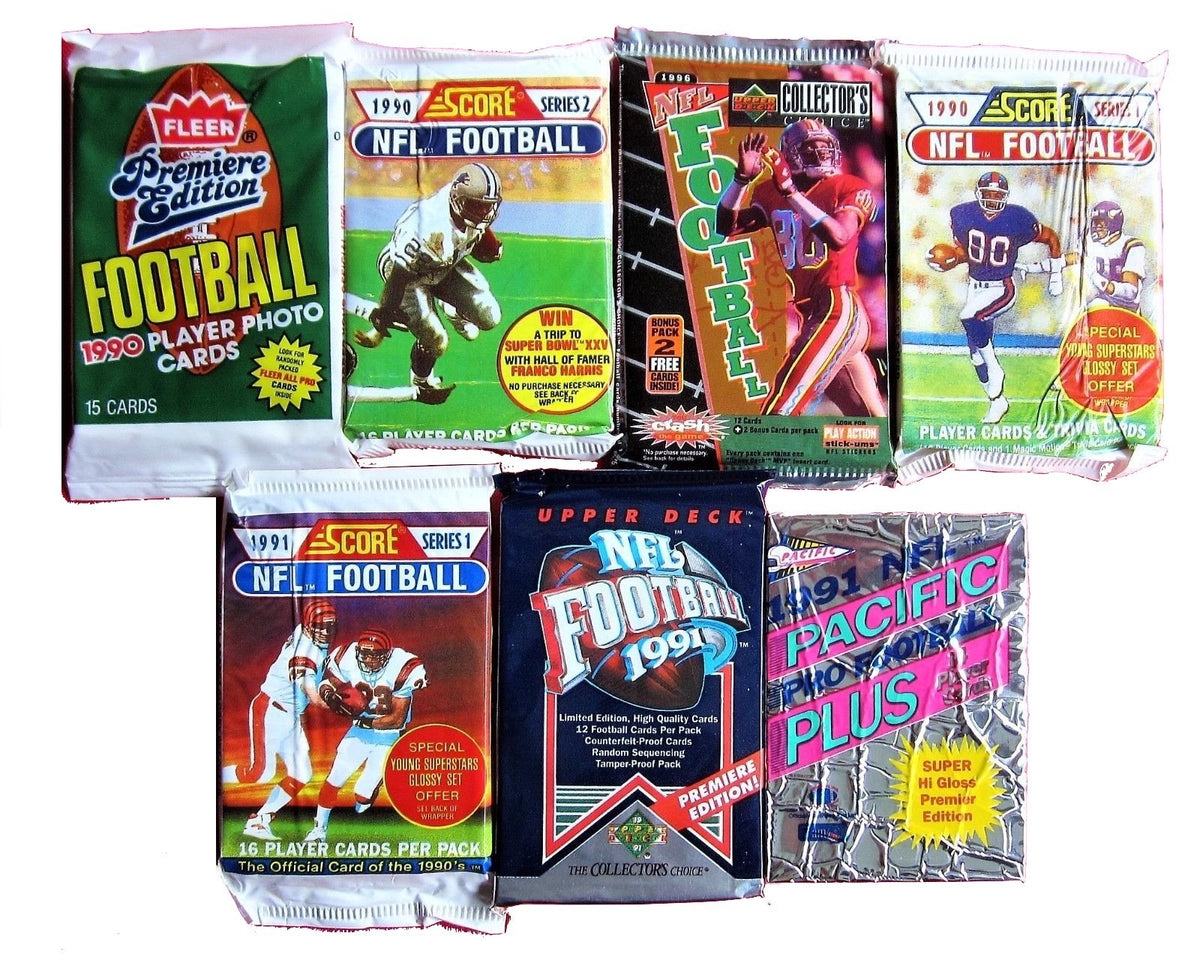 Vintage Football Cards in Sealed Wax Packs X38076